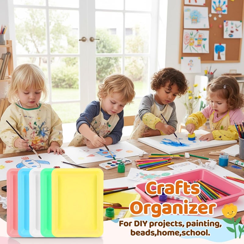 AojSup 20 Pcs Plastic Art Sand Trays Multicolor Stackable Activity Sensory Tray Paint Mixing Crafts Organizer Serving Accessories for DIY Bead Painting Project, 9.65 x 7.28 x 0.91 Inch - Image 5